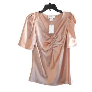 Renee C. Ladies Champagne Pink Rouched Top, Size Medium